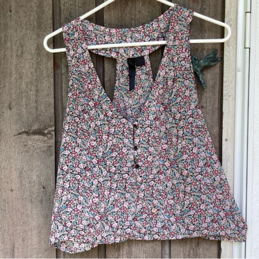 Boho Top PETTICOAT ALLEY Blouse Vest Colorful Cottagecore Floral Size Medium